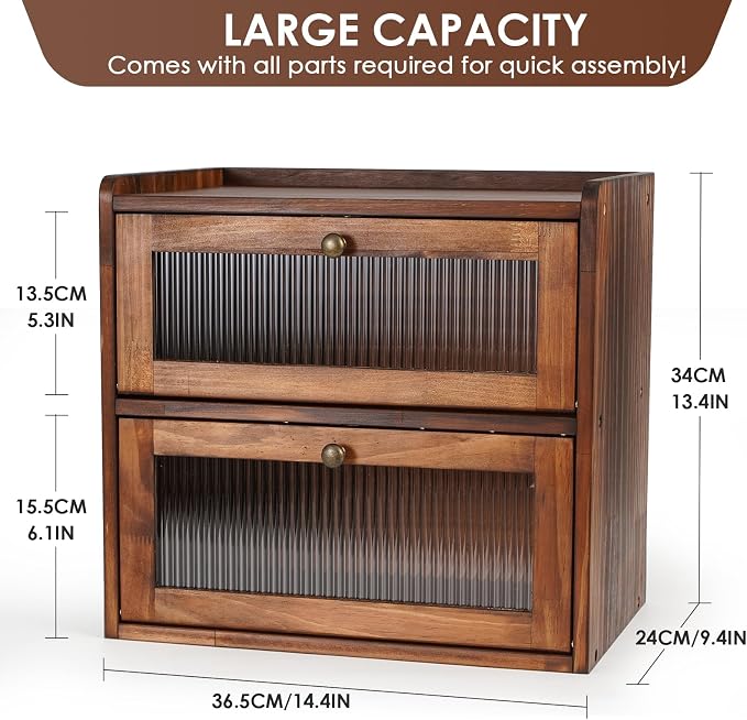 Sunhoo Bread Box for Kitchen Countertop Wooden Bread Storage Container Bin 2 - Image 5