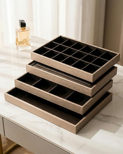 Jewelry Tray, 4 Pack Jewelry Organizer Velvet Jewelry Tray Stackable Jewelry - Image 6