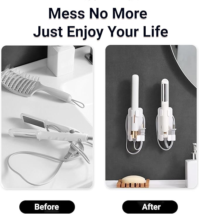 Wall Mounted Curling Iron and Hot Tool Organizer: Hair Dryer, and Straightener - Image 4