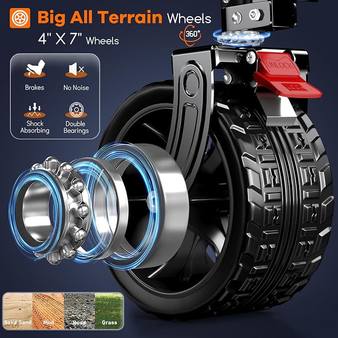 48" L Folding Beach Wagon Cart Foldable, 560lbs Weight Capacity 300L Heavy Duty - Image 6