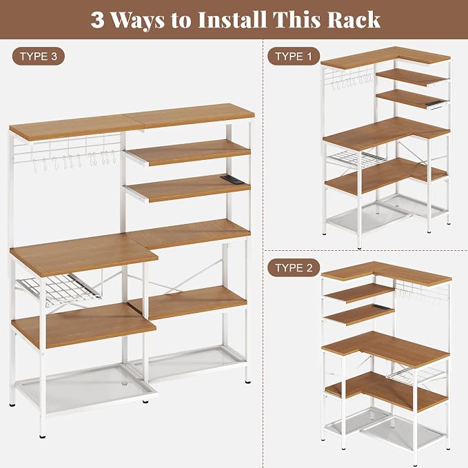 L-Shaped White Bakers Rack - Image 4