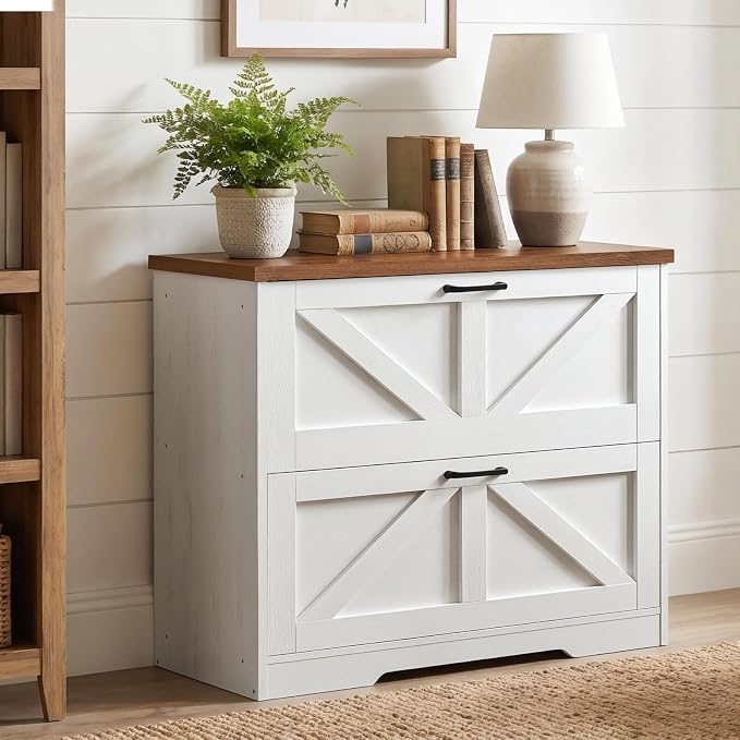 HOOBRO 2 Drawer File Cabinet, Farmhouse Lateral Filing Cabinet - Image 4