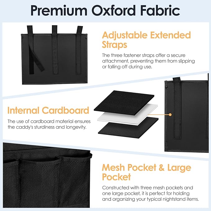 Bedside Caddy Storage Organizer, Hanging Storage Bag Pocket - Image 3