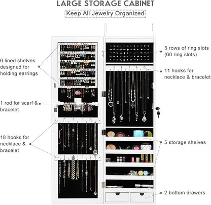 Giantex Jewelry Armoire Cabinet Wall Mounted Door Hanging, Lockable Jewelry - Image 3