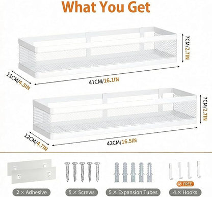 PUSDON 16.5-Inch Extra Long Slim Mesh Shower Caddy, Wall Mounted Bathroom - Image 3