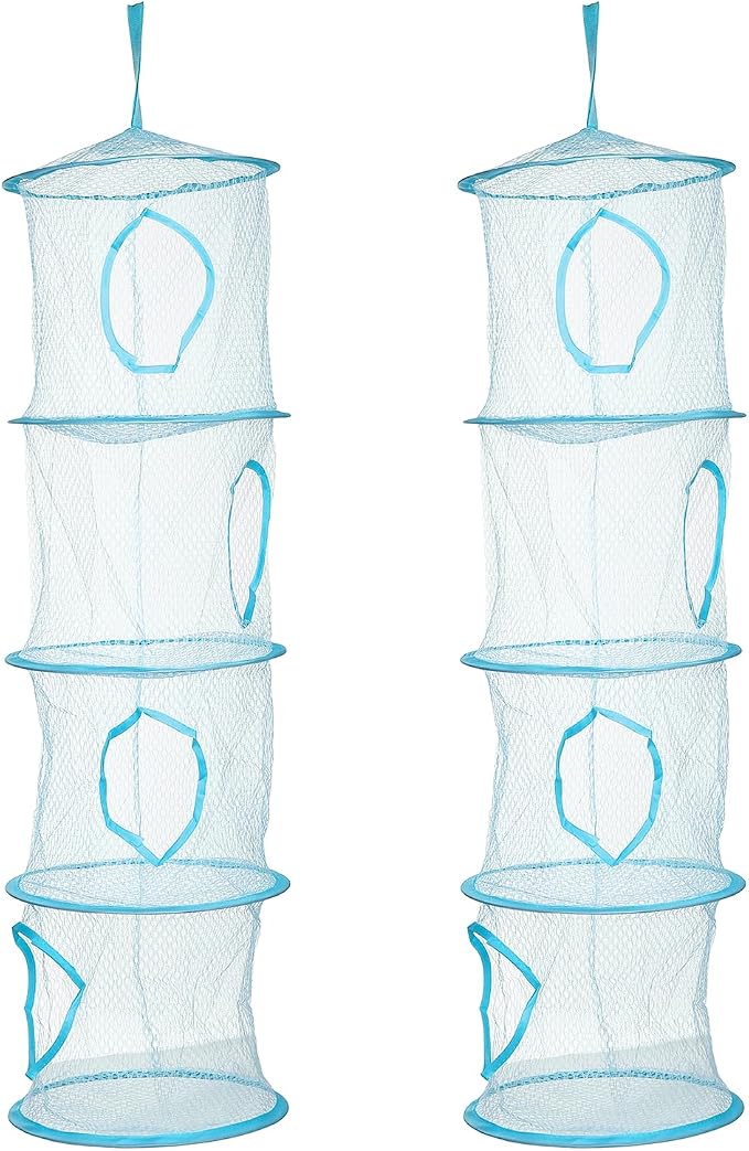 uxcell 2Pcs Mesh Hanging Storage Basket, Light Blue by uxcell