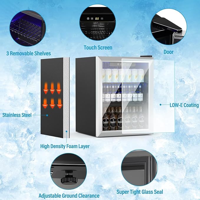 Beverage Refrigerator and Cooler, 76 Can/1.7 Cu Ft Mini Fridge - Image 2