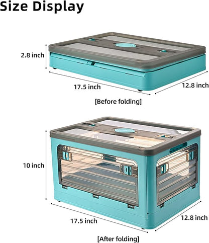 32Qt Plastic Storage Bins with Lid, Collapsible Storage Bins with Wheels - Image 2