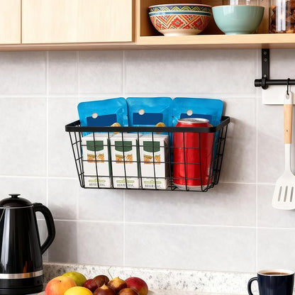 2 Pack Hanging Wall Basket Organizer Over the Cabinet Door Wire Baskets - Image 4