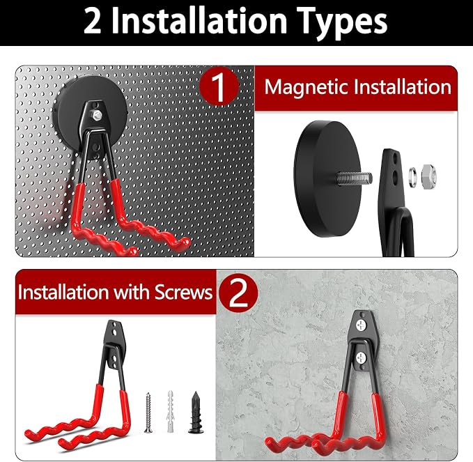 3-H Magnetic Wave Hooks Heavy Duty 2 Pack, Large Magnet Garage Hooks Heavy Duty - Image 6