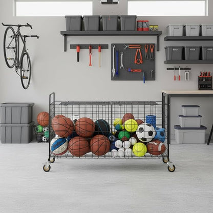 MyGift X-Large Capacity Black Metal Sports Ball and Gym Equipment Storage - Image 7