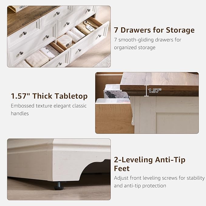 T4TREAM Farmhouse 7 Drawers Dresser - Image 5