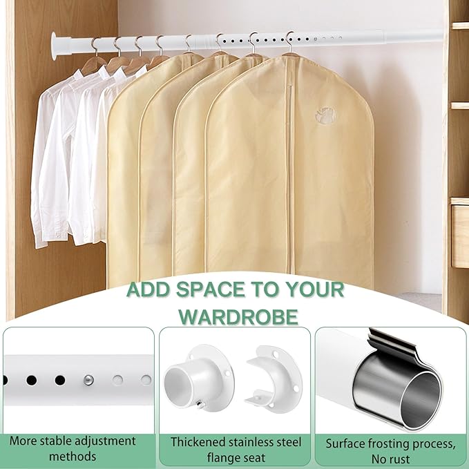 Closet Rods for Hanging Clothes, 1.3 Inch Diameter Heavy Duty Closet Rod 17-87 - Image 4