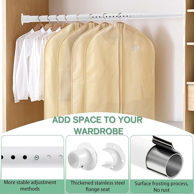 Closet Rod - 17-100 Inches, 1.3 Inch Diameter Heavy Duty Closet Rods Extender - Image 4