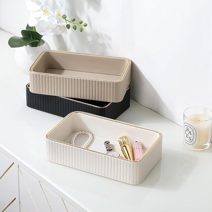 Desk Organizer Tray, PU Leather Nightstand Organizer Perfume Valet Tray - Image 8