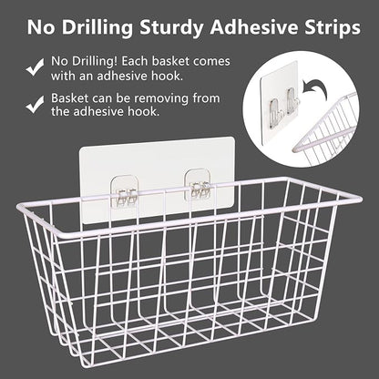 MaraFansie Wall Wire Baskets Adhesive Basket Hanging Kitchen Baskets No Drilling - Image 3