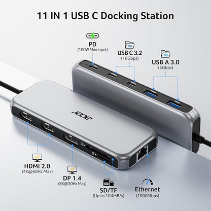 Acer Laptop Docking Station 3 Monitors, 11-in-1 USB C Docking Station - Image 2
