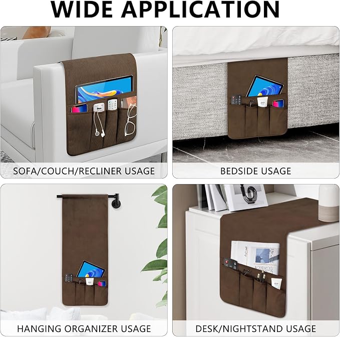 Couch Organizer Remote Control Holder Armchair Caddy, Anti Slip Corduroy Tv - Image 4