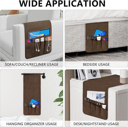 Couch Organizer Remote Control Holder Armchair Caddy, Anti Slip Corduroy Tv - Image 4