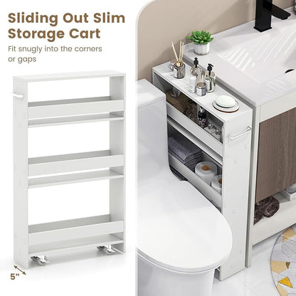MAT EXPERT Slim Rolling Storage Cart, 4-Tier Freestanding Slim Storage Cart - Image 7