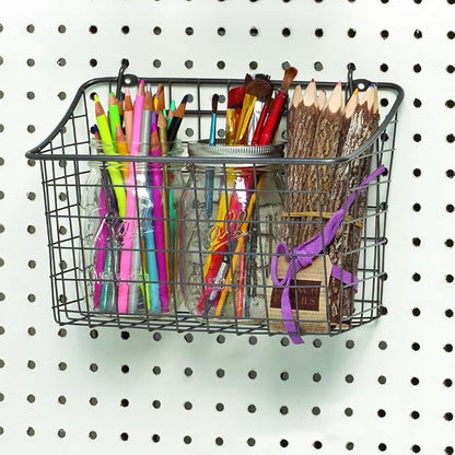 Spectrum Large Wire Basket Pegboard Wall Organizer Metal Pegboard Storage Bin - Image 12