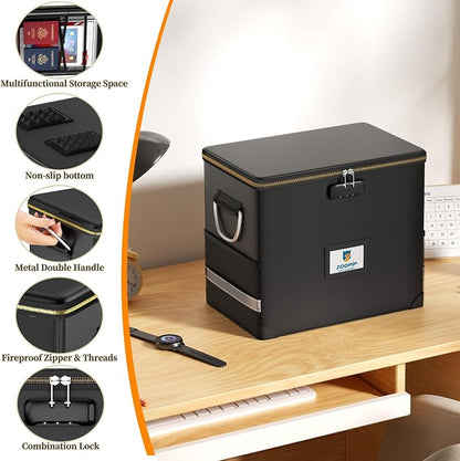 Fireproof File Organizer with Lock, Hard Safe Document Box, Filing Cabinet with - Image 7