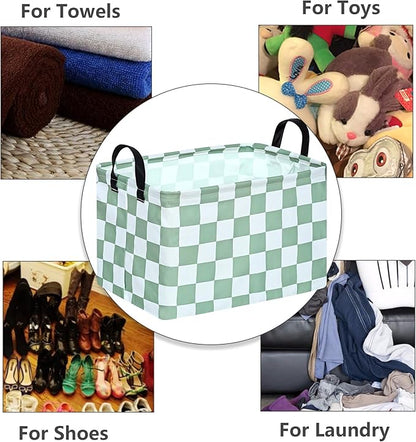 MAIZMZ Sage Checkered Storage Basket Baby Toys Organizer Bins Decorative Gifts - Image 5