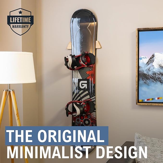 StoreYourBoard Minimalist Wood Snowboard Rack, Wall Mount Storage Display - Image 2