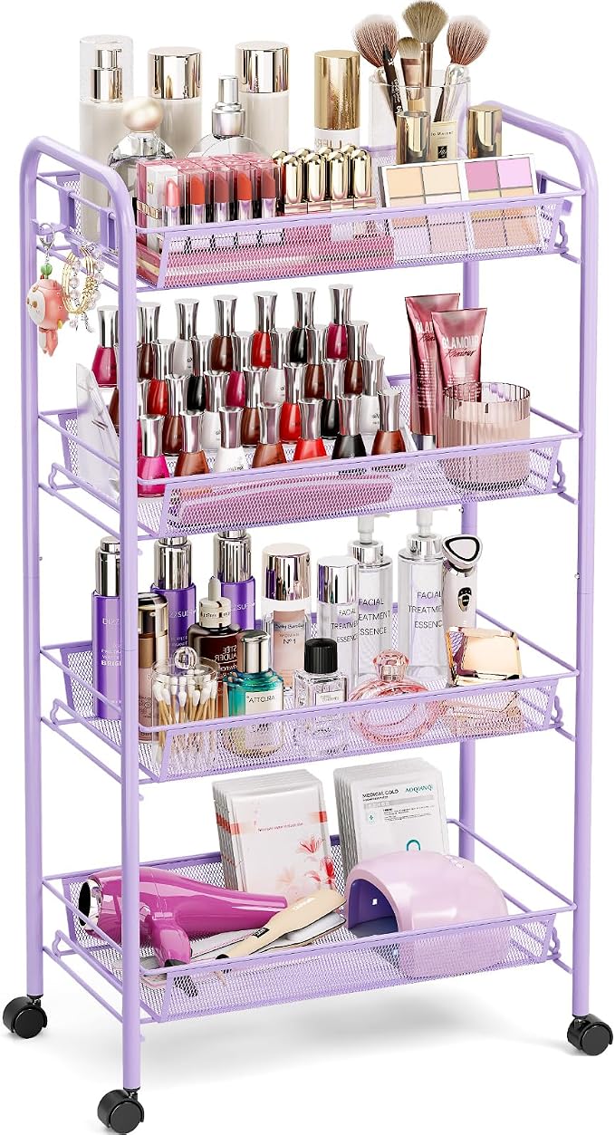 TOOLF 4-Tier Rolling Cart, Metal Utility Cart by TOOLF