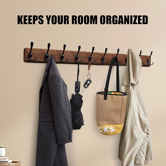 Kruodop Large Coat Rack Wall Mount Coat Hooks Coat Hanger - Image 4