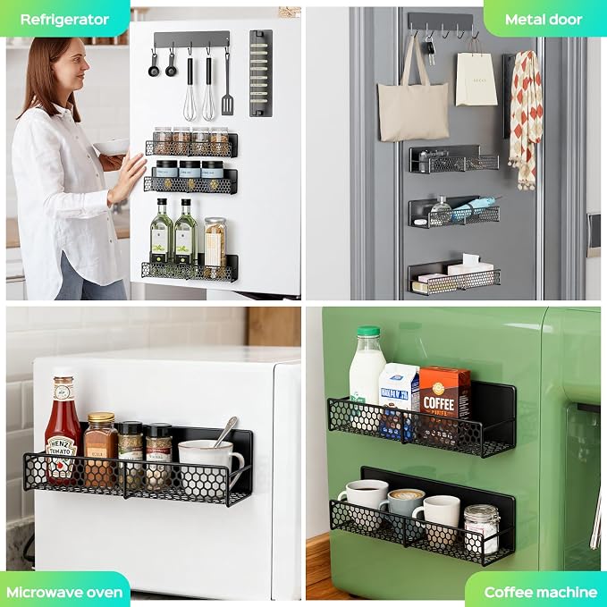 5-Pack Magnetic Shelves for Laundry Room Organization, Strong Hold Refrigerator - Image 4