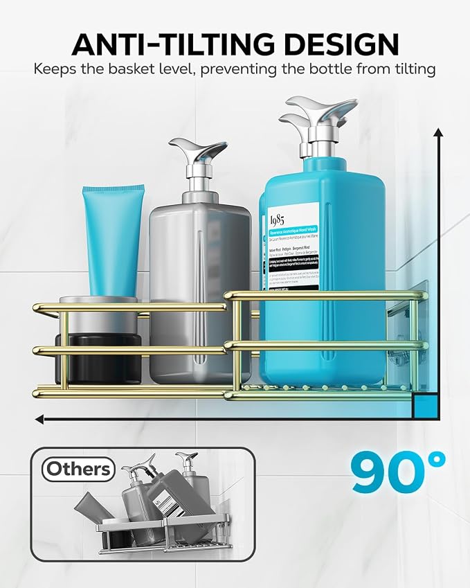 Nieifi Corner Shower Shelves Stainless Steel, Adhesive Shower Caddy Basket Rack - Image 5