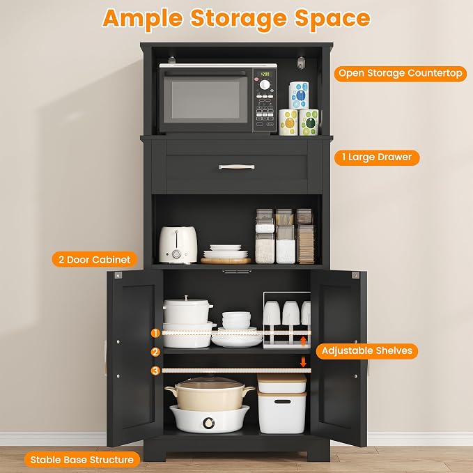 Saudism Farmhouse Black Storage Cabinet - Image 4