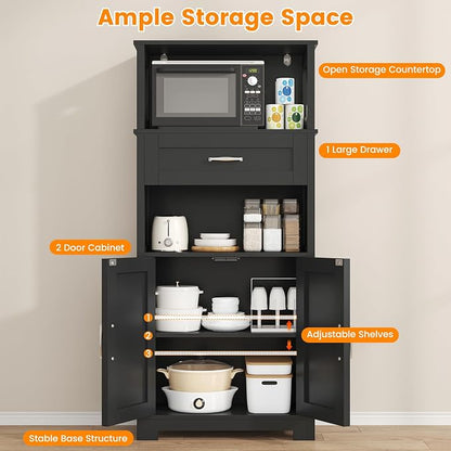 Saudism Farmhouse Black Storage Cabinet - Image 4