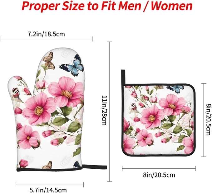 Garden with Birds and Flowers Advanced Oven Gloves and Pot Rack Kit | Insulated - Image 2
