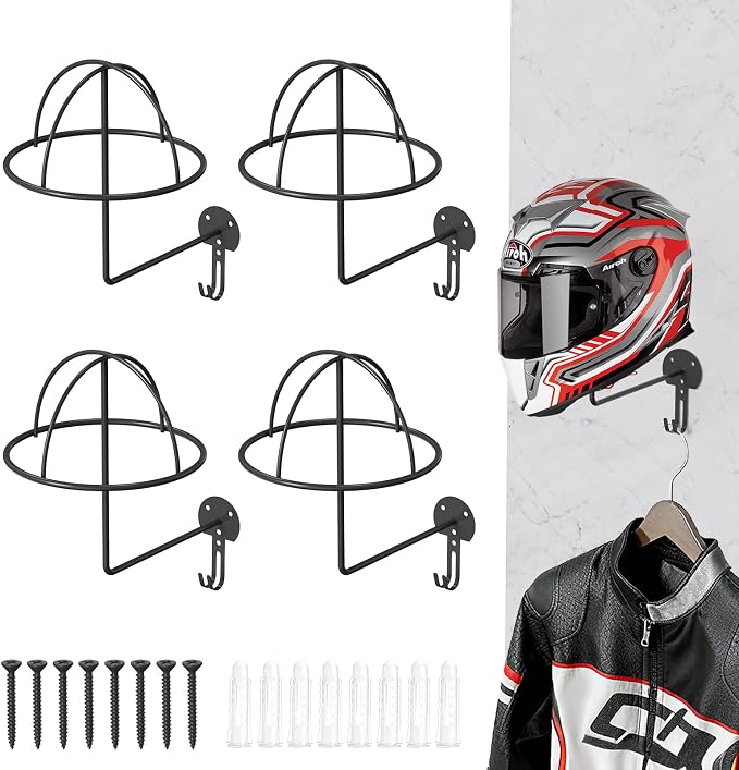 Helmet Holder Wall Mount, 4 Pack Metal Motorcycle Helmet Holder by Koalafast