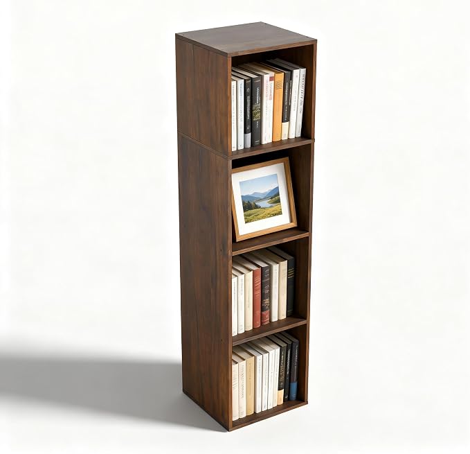 4Cube Storage Organizer, 4 Tier Cube Low Bookcase Freestanding Storage Display by NewBeth