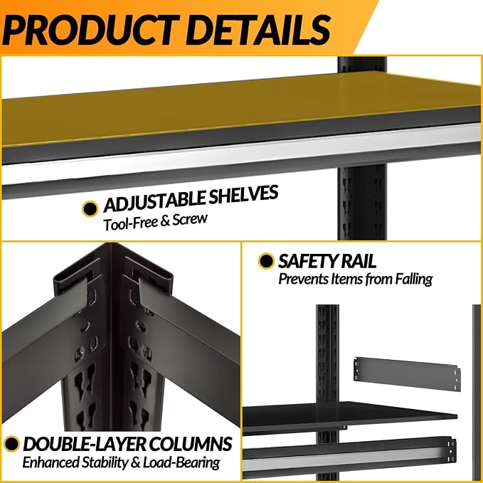 BESFUR 5-Tier Garage Storage Shelves, Heavy Duty Metal Storage Shelving - Image 5