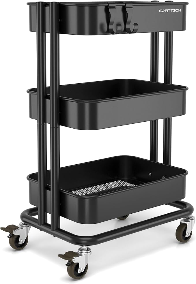 3 Tier Rolling Cart Metal Utility Cart by CARTTECH