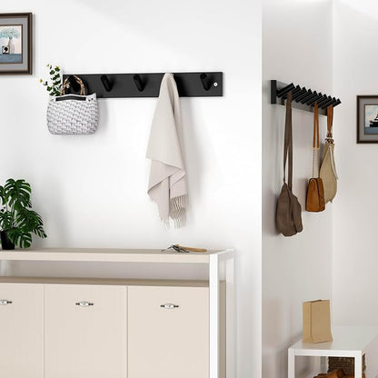 SKOLOO Wooden Wall Mounted Coat Rack, 5 Pegs Bamboo Wall Hook - Image 3