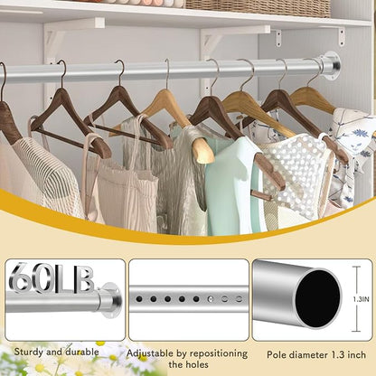 Silver Closet Rod, 17 to 87 Inch, 1.3 Inch Closet Rods - Image 3