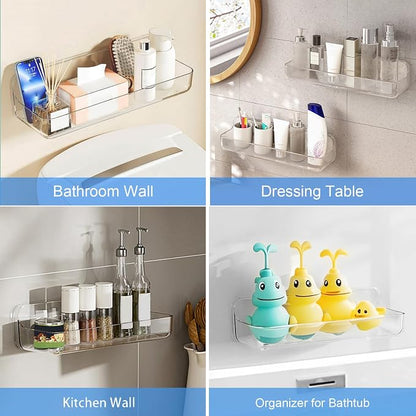Diesisa Acrylic Wall Mounted Shower Caddy, Adhesive Bathroom Shelves | 4D" x - Image 8