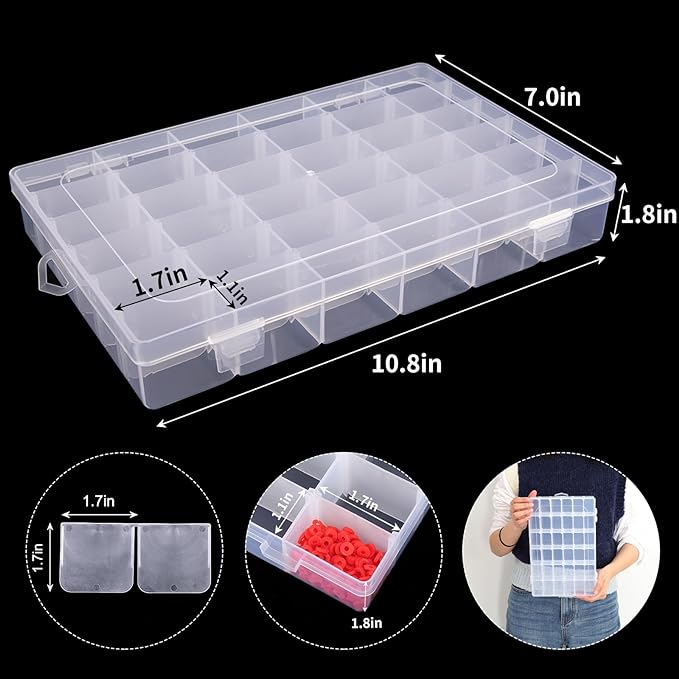 OUTUXED 36 Grids Clear Plastic Organizer Box - Image 2