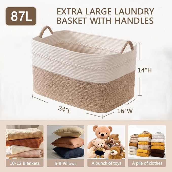 Extra large laundry basket woven from natural cotton rope - Image 2