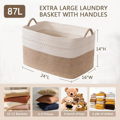 Extra large laundry basket woven from natural cotton rope - Image 2