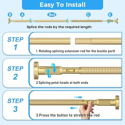 AIZESI 41-67 Inch Heavy Duty Gold Tension Curtain Rod - Image 7