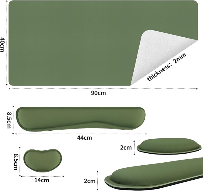 Bloss Keyboard and Mouse Wrist Rest + Leather Desk Mat, Desk Mat - Image 5