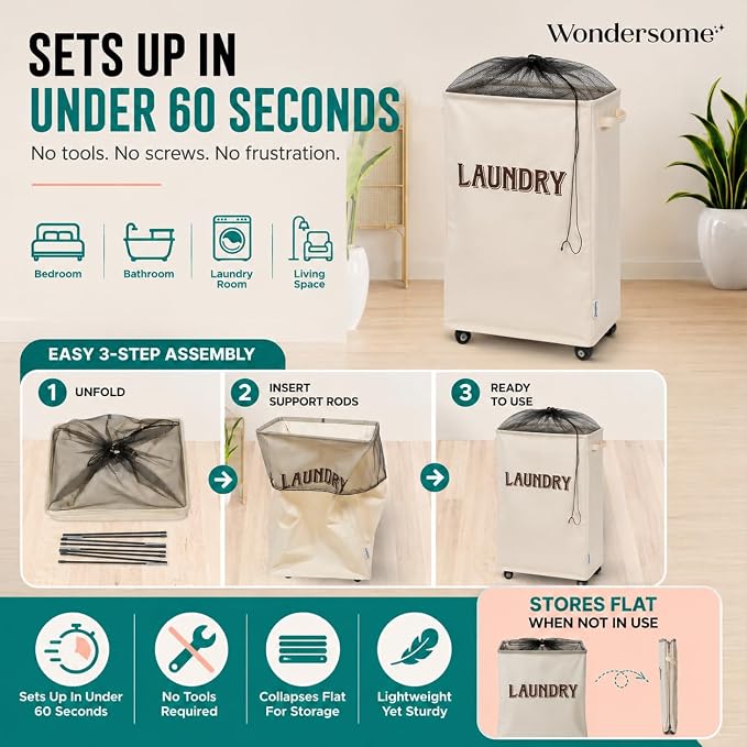 Wondersome Laundry Hamper with Wheels - Image 8