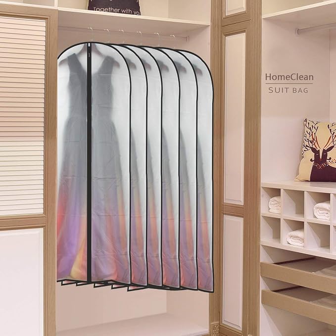 HomeClean Hanging Garment Bag Lightweight Clear Full Zipper Black Dress Bags - Image 9