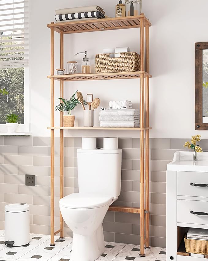AmazerBath Bamboo Over The Toilet Storage Shelf, 3-Tier Bathroom Over Toilet by AmazerBath